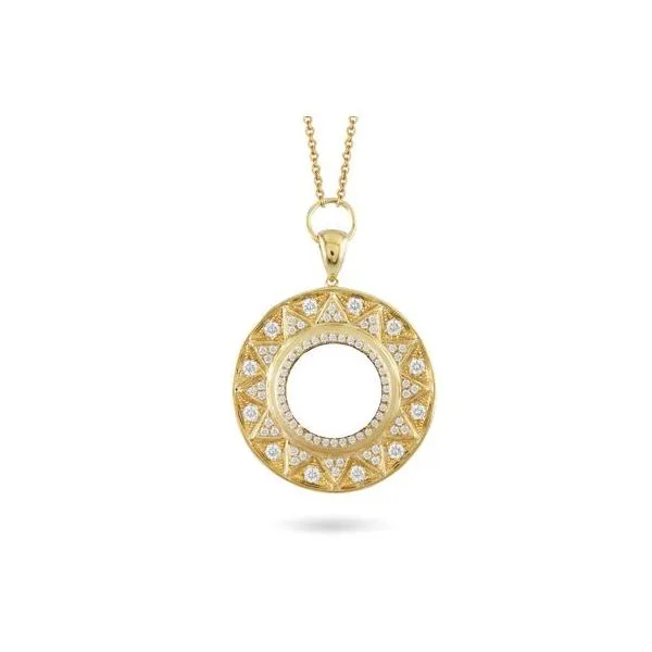 Doves. 18 Karat Yellow Gold Diamond Circle Pendant Saxons Fine Jewelers Bend, OR