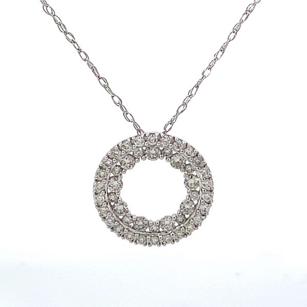Double Diamond Halo Pendant Saxons Fine Jewelers Bend, OR
