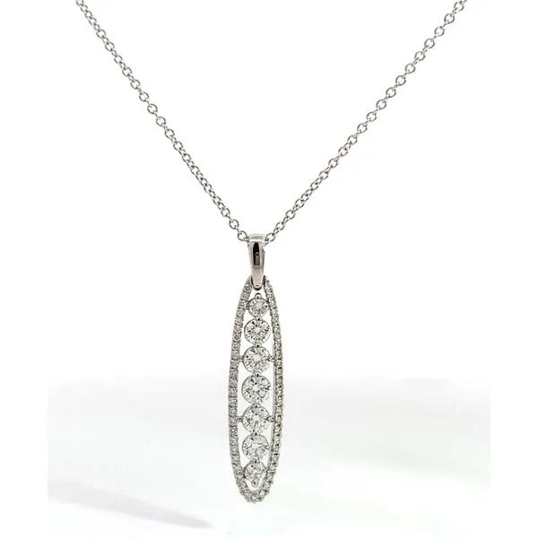 14 Karat White Gold Diamond Drop Pendant Saxons Fine Jewelers Bend, OR