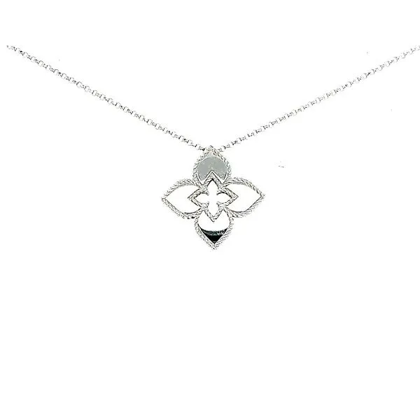 Roberto Coin. 18 Karat White Gold Diamond Petite Venetian Princess Pendant Necklace Image 2 Saxons Fine Jewelers Bend, OR