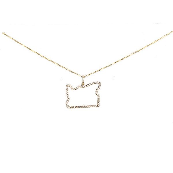 14 Karat Yellow Gold Diamond Pendant Mini Oregon Chain Saxons Fine Jewelers Bend, OR