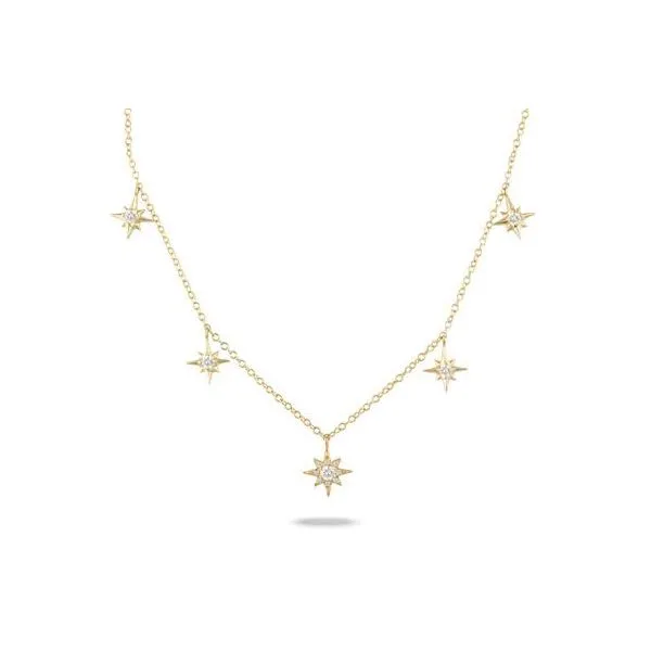 Doves. 14 Karat Yellow Gold Diamond Star Dangle Necklace Saxons Fine Jewelers Bend, OR