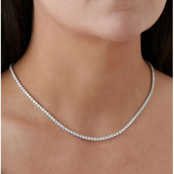 18 Karat White Gold Diamond Uniform 4 Prong Line Necklace Image 2 Saxons Fine Jewelers Bend, OR