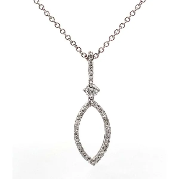 14 Karat White Gold Diamond Shield Diamond Ball Pendant