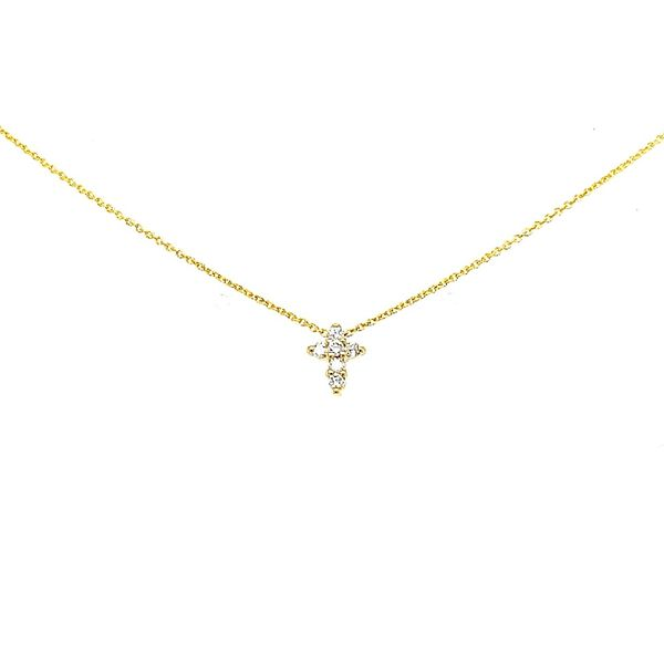 Roberto Coin. 18 Karat Yellow Gold Diamond Baby Cross Pendant Saxons Fine Jewelers Bend, OR