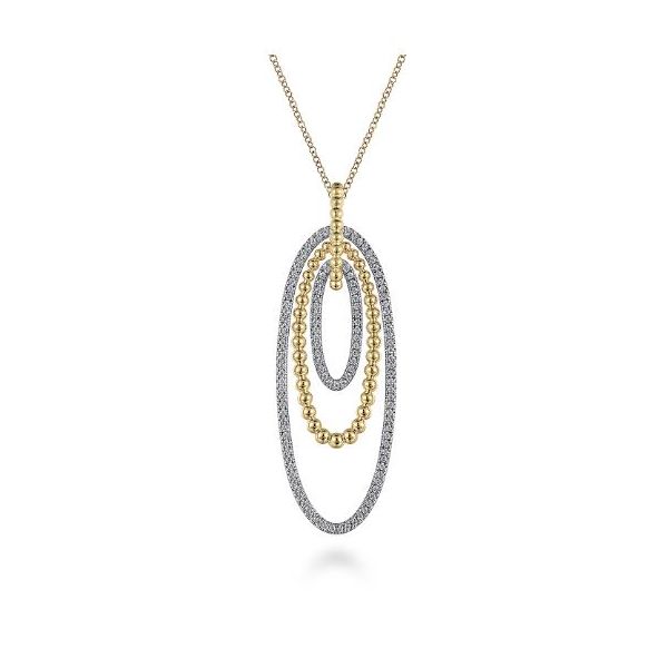 Gabriel & Co. 14 Karat White Gold/Yellow Gold Diamond Bujukan Multi Oval Necklace Saxons Fine Jewelers Bend, OR