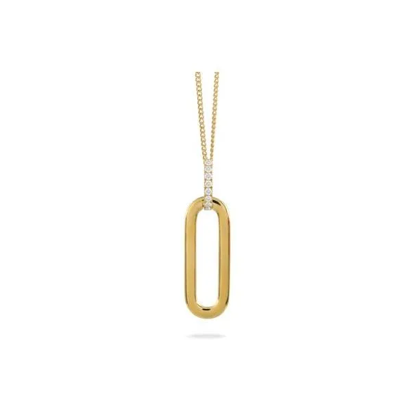 Doves. 18 Karat Yellow Gold Diamond Paperclip Pendant Saxons Fine Jewelers Bend, OR