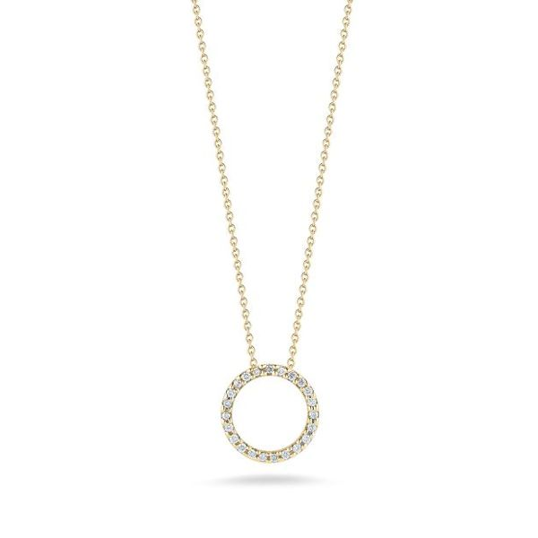 Roberto Coin. 18 Karat Yellow Gold Diamond X-Small Open Circle Pendant Saxons Fine Jewelers Bend, OR