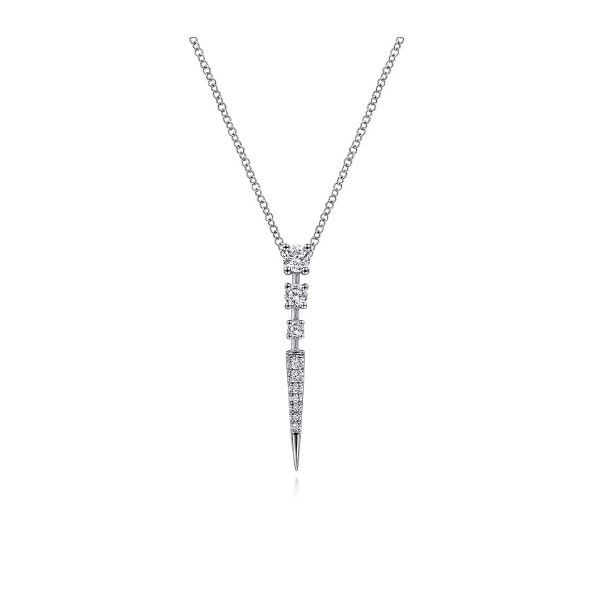 Gabriel & Co. 14 Karat White Gold Diamond Spike Pendant Necklace Saxons Fine Jewelers Bend, OR