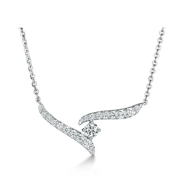 Hearts on Fire. 18 Karat White Gold Diamond Vela Crossover Pendant Saxons Fine Jewelers Bend, OR