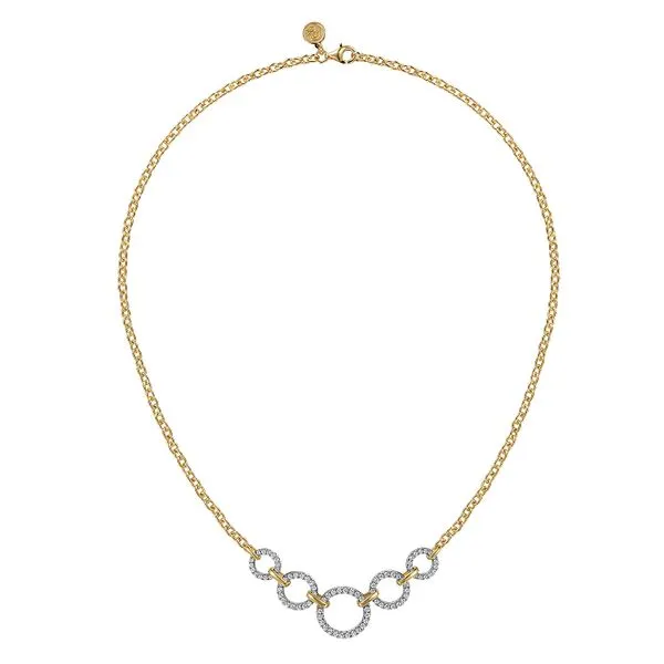 Gabriel & Co. 14 Karat Yellow Gold/White Gold Diamond Circles Chain Necklace Image 2 Saxons Fine Jewelers Bend, OR