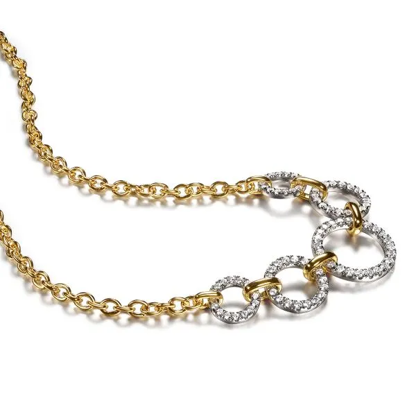 Gabriel & Co. 14 Karat Yellow Gold/White Gold Diamond Circles Chain Necklace Image 3 Saxons Fine Jewelers Bend, OR