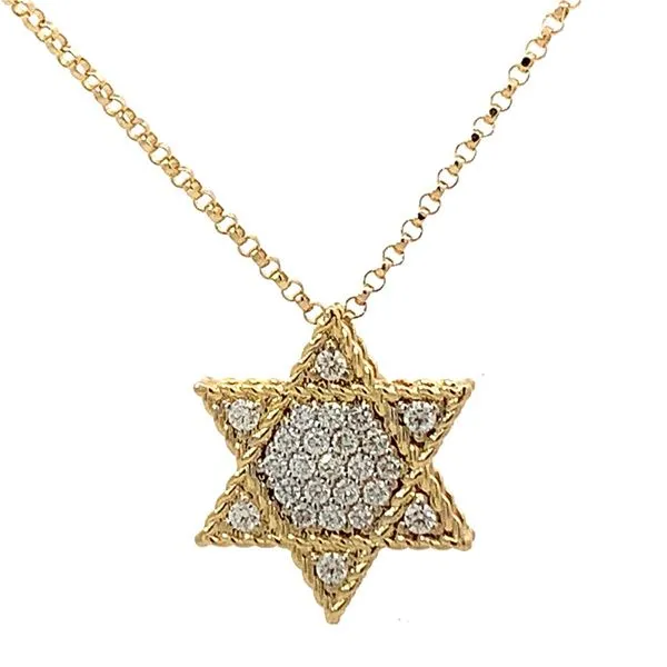 Roberto Coin. 18 Karat Yellow Gold/White Gold Princess Diamond Star of David Saxons Fine Jewelers Bend, OR