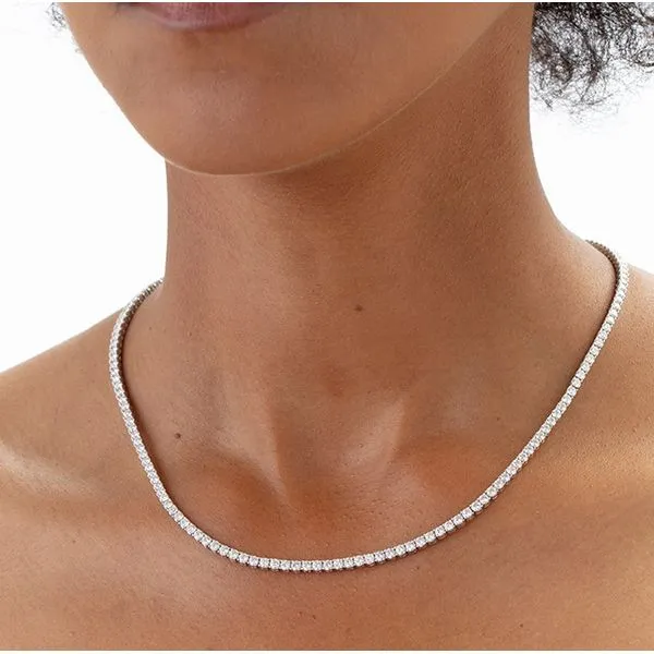 18 Karat White Gold Diamond Uniform 4 Prong Line Necklace Image 3 Saxons Fine Jewelers Bend, OR