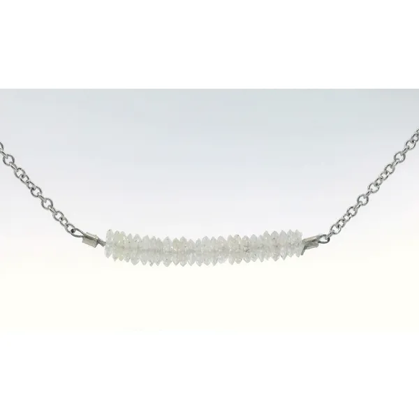 14 Karat White Gold White Diamond Roundels Bar Necklace Image 2 Saxons Fine Jewelers Bend, OR