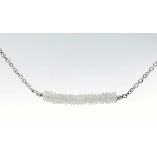 14 Karat White Gold White Diamond Roundels Bar Necklace Image 3 Saxons Fine Jewelers Bend, OR