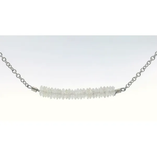 14 Karat White Gold White Diamond Roundels Bar Necklace Saxons Fine Jewelers Bend, OR