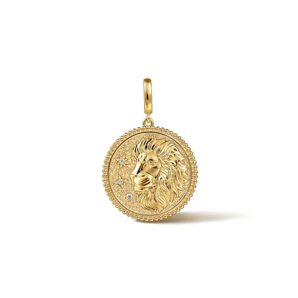 14K Yellow Gold Diamond Bujukan Leo Medallion Pendant Necklace Saxons Fine Jewelers Bend, OR