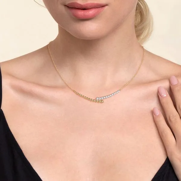 14K White Gold Bujukan Diamond Bar Necklace Image 3 Saxons Fine Jewelers Bend, OR
