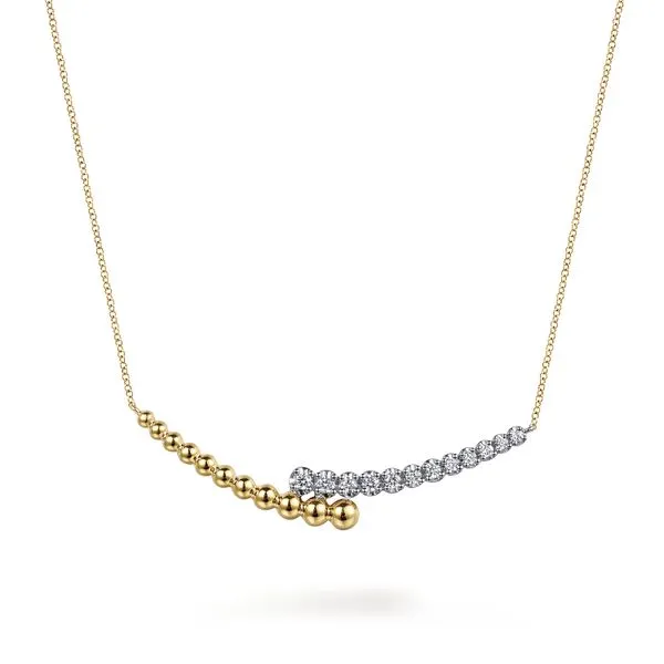 14K White Gold Bujukan Diamond Bar Necklace Saxons Fine Jewelers Bend, OR