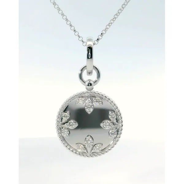 18K White Gold Diamond Ventian Princess Pendant Necklace Saxons Fine Jewelers Bend, OR