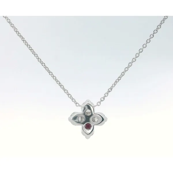 18K White Gold Diamond Love in Verona Flower Pendant Necklace Image 2 Saxons Fine Jewelers Bend, OR