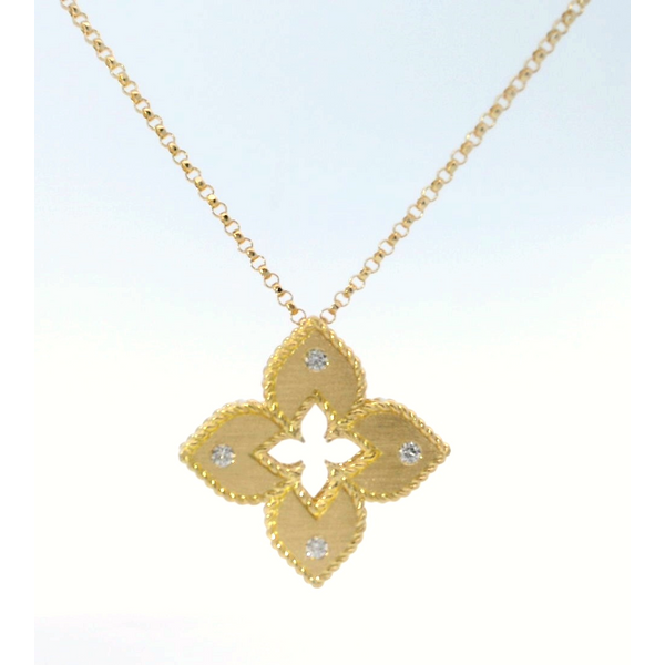 Roberto Coin. 18 Karat Yellow Gold Diamond Petite Venetian Princess Necklace Saxons Fine Jewelers Bend, OR