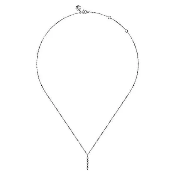 Gabriel & Co. 14 Karat White Gold Diamond Bar Necklace Image 2 Saxons Fine Jewelers Bend, OR