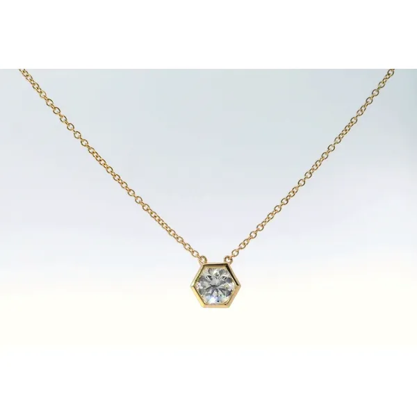 18K Yellow Gold Diamond Hexagon Pendant Necklace Saxons Fine Jewelers Bend, OR