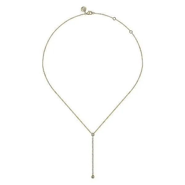 Gabriel & Co. 14 Karat Yellow Gold Diamond Y-Knot Necklace Image 2 Saxons Fine Jewelers Bend, OR