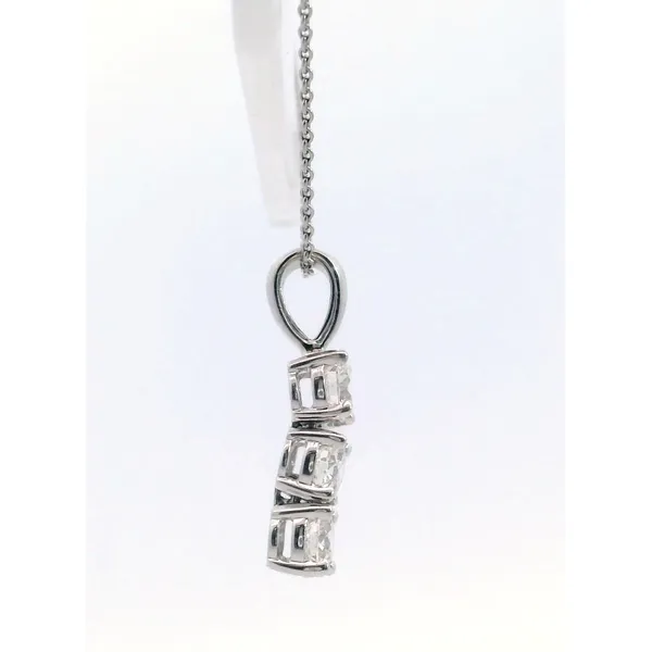 14K White Gold Diamond Three Stone Vertical Pendant