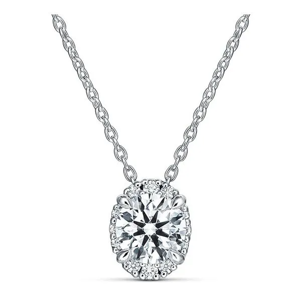 Hearts on Fire. 18 Karat White Gold Ellipse Diamond Pendant Saxons Fine Jewelers Bend, OR
