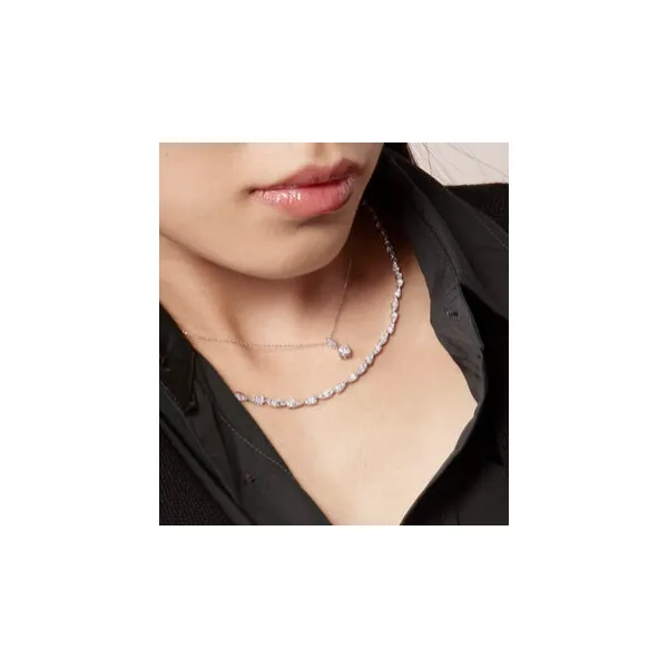 18K White Gold Diamond Aerial Petite Drop Pendant Image 2 Saxons Fine Jewelers Bend, OR