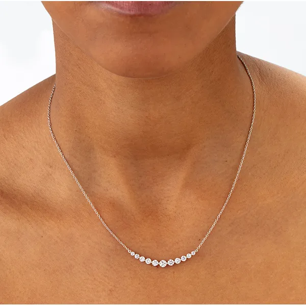 18 Karat White Gold Diamond Smile Necklace Image 2 Saxons Fine Jewelers Bend, OR