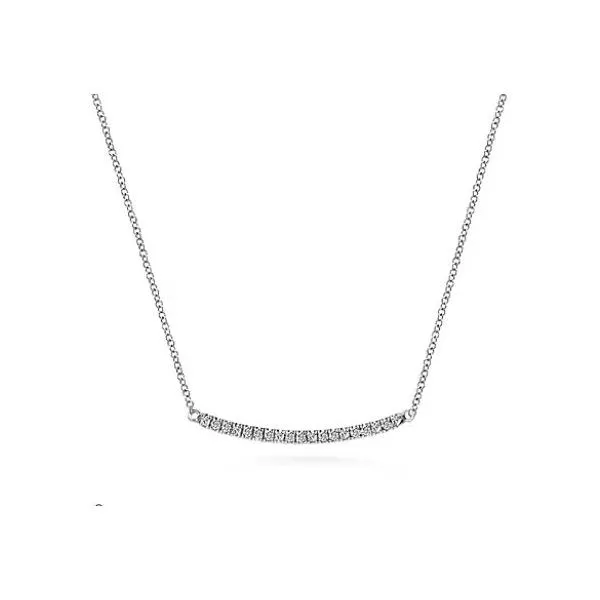 Gabriel & Co. 14K Diamond Pave Curved Bar Necklace Saxons Fine Jewelers Bend, OR