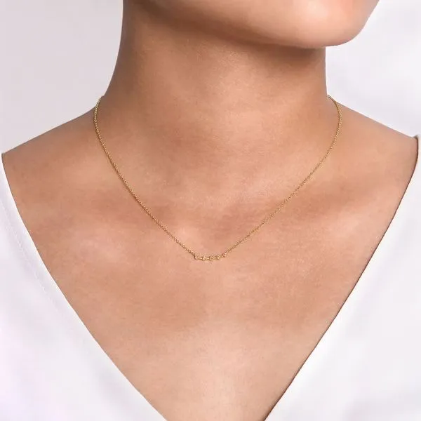 Gabriel & Co. 14 Karat Yellow Gold Diamond Station Curved Bar Necklace Image 3 Saxons Fine Jewelers Bend, OR