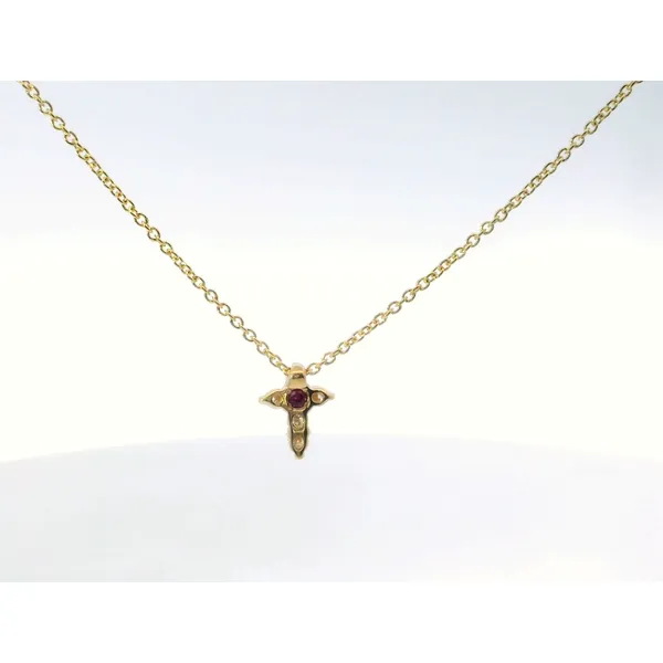Roberto Coin. 18 Karat Yellow Gold Diamond Baby Cross Pendant Image 2 Saxons Fine Jewelers Bend, OR