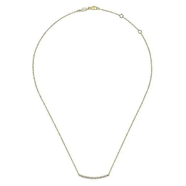 Gabriel & Co. 14 Karat Yellow Gold Diamond Pave Curved Bar Image 2 Saxons Fine Jewelers Bend, OR