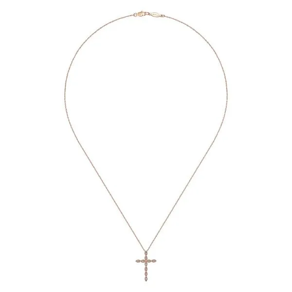 Gabriel & Co.14K RG Diamond Segmented Cross Necklace Image 2 Saxons Fine Jewelers Bend, OR