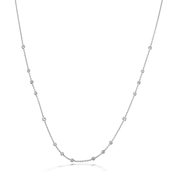 18 Karat White Gold Cascade 16 Stone Necklace Saxons Fine Jewelers Bend, OR