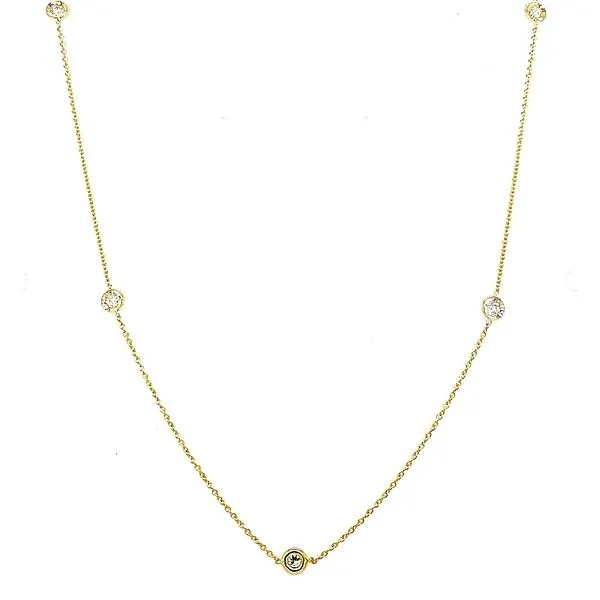 Roberto Coin. 18 Karat Yellow Gold 5 Diamond Station Necklace Saxons Fine Jewelers Bend, OR
