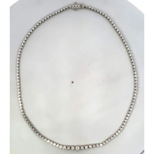 14 Karat White Gold Diamond Graduated Necklace Saxons Fine Jewelers Bend, OR