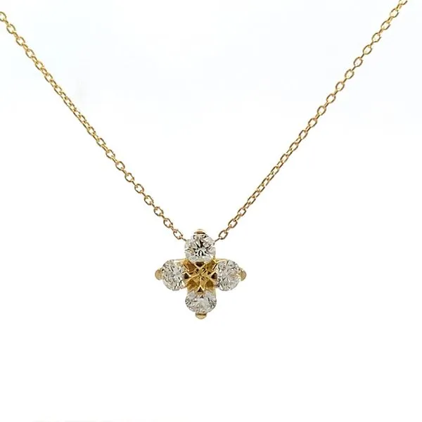 Roberto Coin. 18 Karat Yellow Gold Love in Verona Diamond Flower Necklace Saxons Fine Jewelers Bend, OR