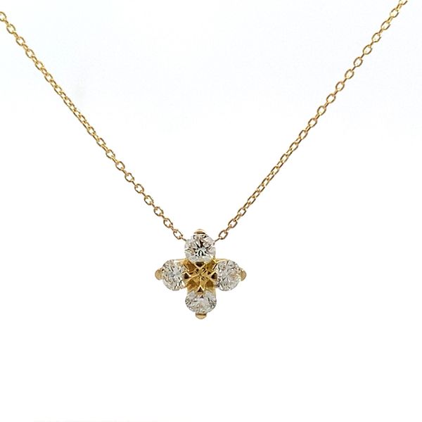 Roberto Coin. 18 Karat Yellow Gold Love in Verona Diamond Flower Necklace Saxons Fine Jewelers Bend, OR