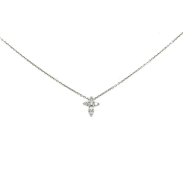 Roberto Coin. 18 Karat White Gold Diamond Pendant Baby Cross Necklace Saxons Fine Jewelers Bend, OR