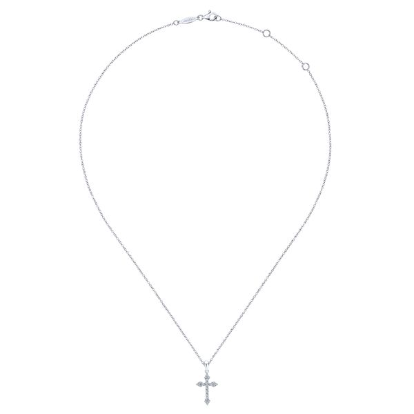 Gabriel & Co.14K WG Diamond Cross Pendant Necklace Image 2 Saxons Fine Jewelers Bend, OR