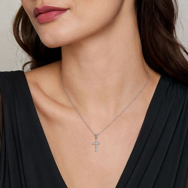 Gabriel & Co.14K WG Diamond Cross Pendant Necklace Image 3 Saxons Fine Jewelers Bend, OR