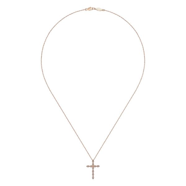 Gabriel & Co.14K RG Diamond Segmented Cross Necklace Image 2 Saxons Fine Jewelers Bend, OR