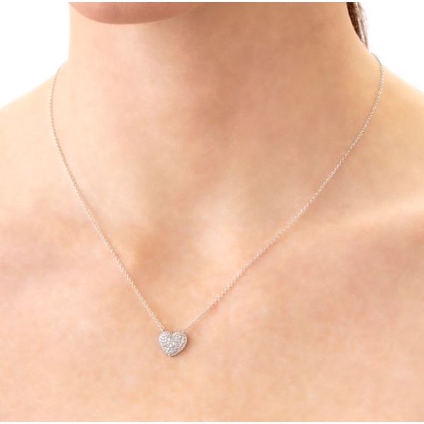 Memoire White Gold Pave Heart Diamond Necklace Image 3 Saxons Fine Jewelers Bend, OR