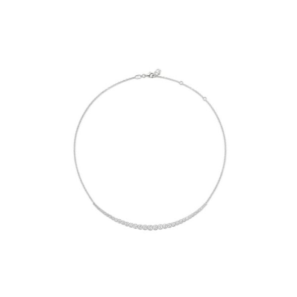 Hearts On Fire Classic 18K White Gold Round Brilliant Diamond Half Line Necklace 3.00cttw GH VS Lobster Clasp 16 Inch Saxons Fine Jewelers Bend, OR